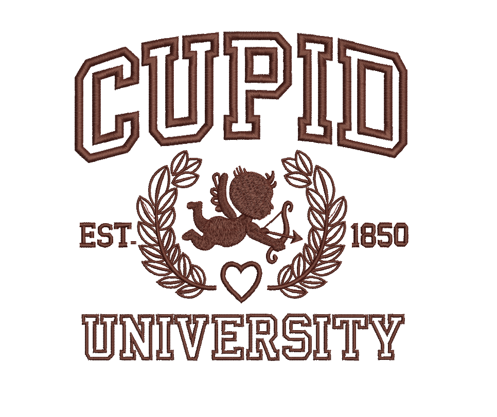 Cupid University Embroidery Design