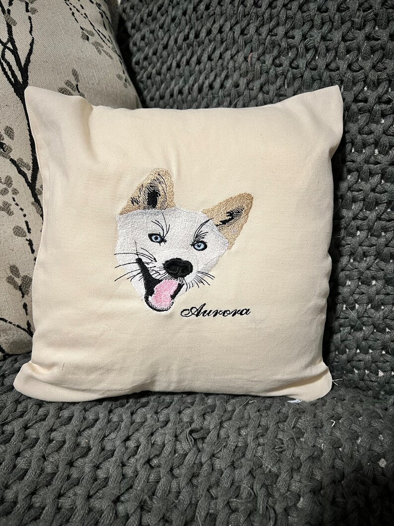 Pet Pillow - Throw Pillow Embroidered With Your Pets Photo