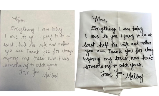 Handwritten Embroidered Handkerchief - Your Handwriting on a handkerchief