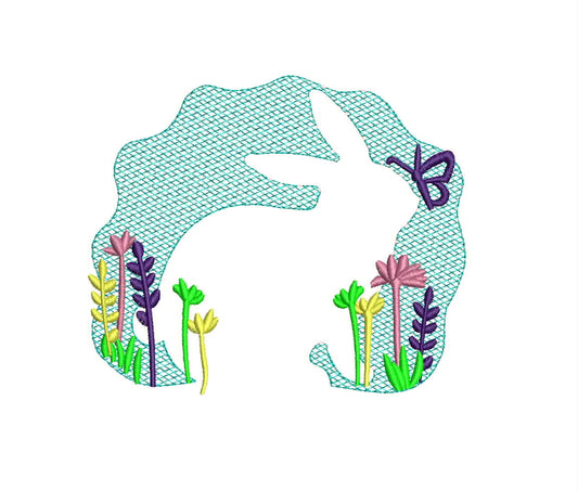 Rabbit Silhouette Embroidery Design