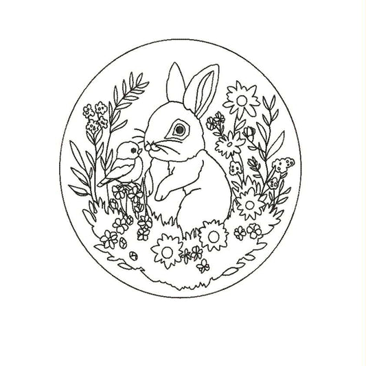Rabbit and Bird Embroidery Design