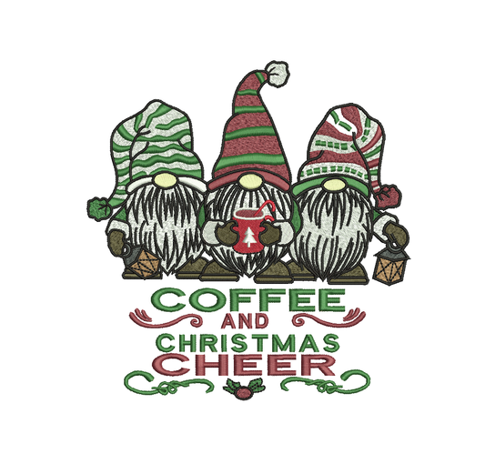 Coffee Gnome Christmas Embroidery Design