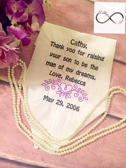 Mother of the Groom Wedding Handkerchief by Wedding Tokens